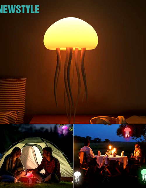 Load image into Gallery viewer, Cute Jellyfish LED Night Light Rechargeable Voice Control Dancing Legs RGB Bedside Lamp Table Lamp Bluetooth Speaker Humidifier
