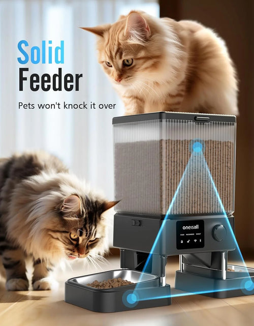 Load image into Gallery viewer, 5L/20 Cups Automatic Cat Dog Feeder with 5G Wifi &amp; APP Control, PFD-002 PRO Double Bowl Cat Food Dispenser with 1 Desiccant Bag, Timed Automatic Pet Feeder for 2 Cats/2 Small Dogs - Black
