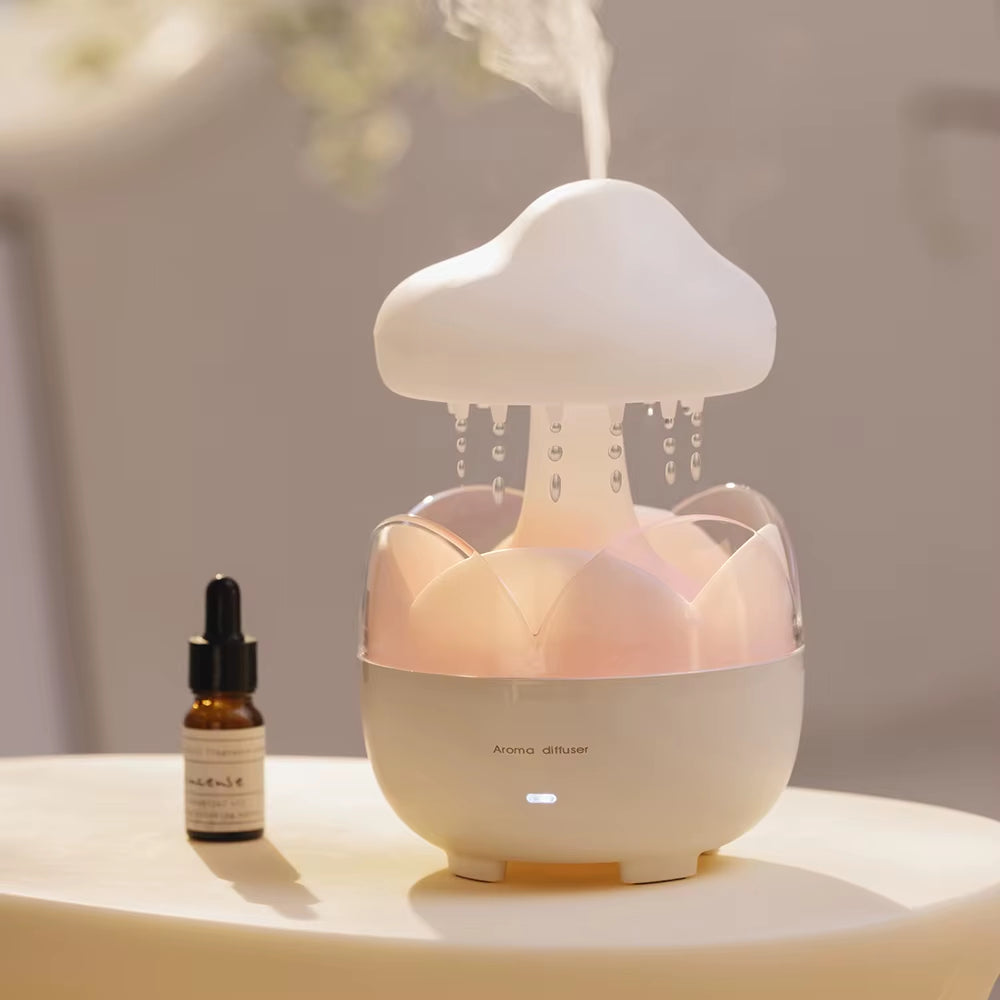 Mushroom Rain Air Humidifier Electric Aroma Diffuser Colorful Night Lights Rain Cloud Smell Distributor Relax Water Drops Sounds