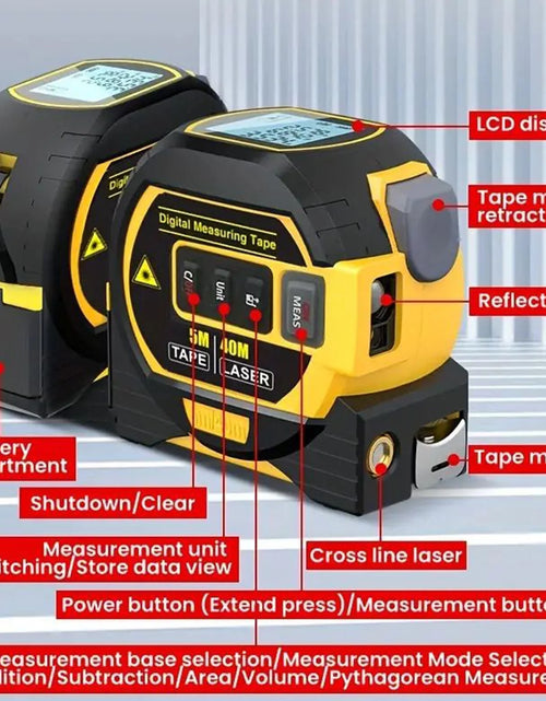 Load image into Gallery viewer, 3 in 1 Digital Laser Tape Measure 130Ft/40M Laser Distance Meter Auto Lock Measuring Tape Range Finder
