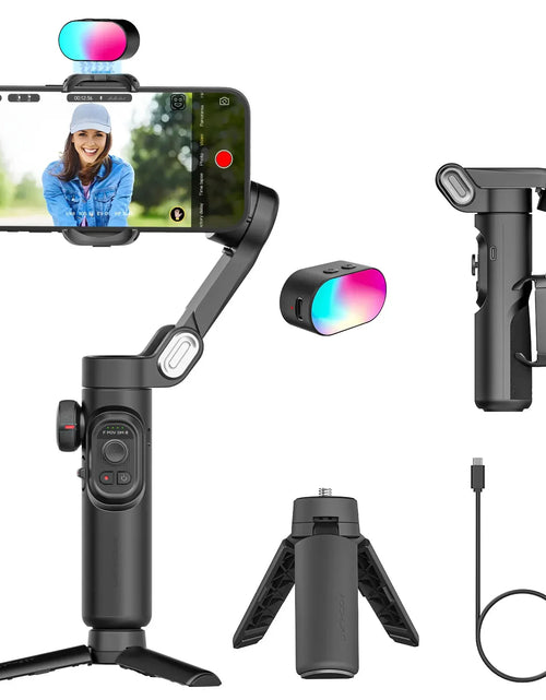 Load image into Gallery viewer, Smart XE Kit Gimbal Stabilizer for Smartphone Iphone Video Recording Magnetic Fill Light 3-Axis Foldable Android Gimble
