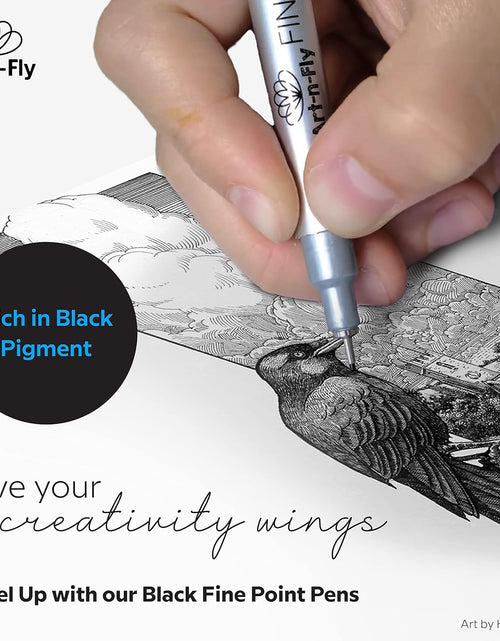 Load image into Gallery viewer, Black Fine Point Pens (Set of 6) | Drawing Fineliner Ink Pens with Japanese Archival Ink | Black Pens with Various Size Tip | No Bleed &amp; Quick-Dry Fine Point Pen for Drawing &amp; Sketching
