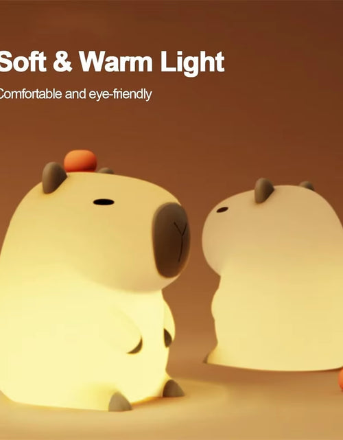 Load image into Gallery viewer, Silicone Capybara Night Lights Portable USB Rechargeable Animal Touch Control Lamp with Timing Function for Home Bedroom Decor
