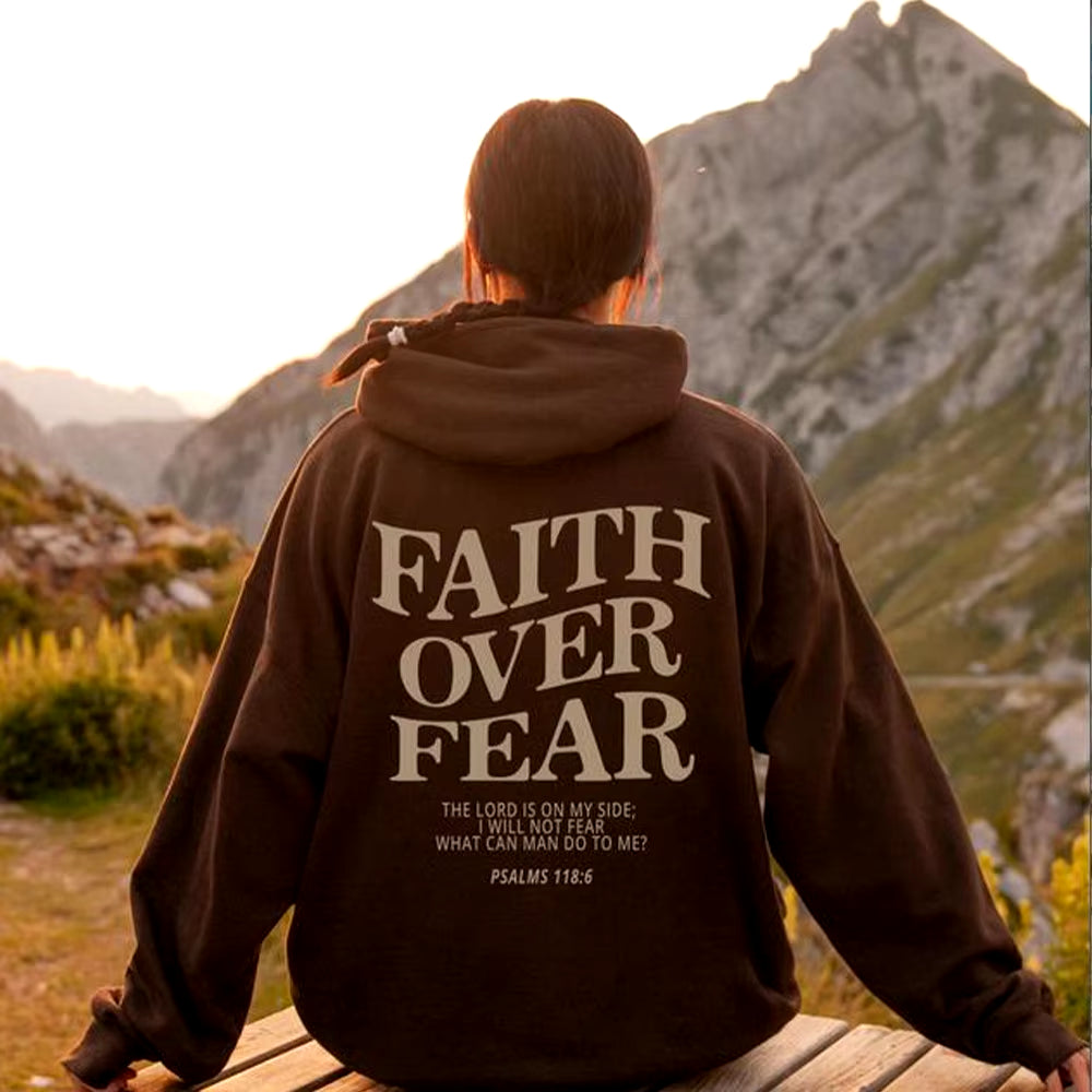 Faith over Fear Christian Hoodie Christian Sweatshirt Jesus Hoodie Trendy Hoodie Bible Verse Shirt Unisex Aesthetic Clothes