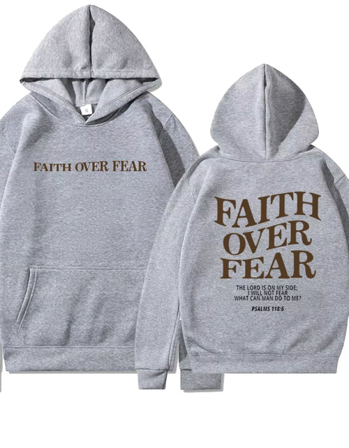 Load image into Gallery viewer, Faith over Fear Christian Hoodie Christian Sweatshirt Jesus Hoodie Trendy Hoodie Bible Verse Shirt Unisex Aesthetic Clothes
