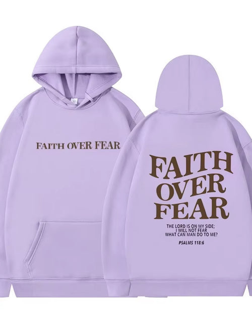 Load image into Gallery viewer, Faith over Fear Christian Hoodie Christian Sweatshirt Jesus Hoodie Trendy Hoodie Bible Verse Shirt Unisex Aesthetic Clothes
