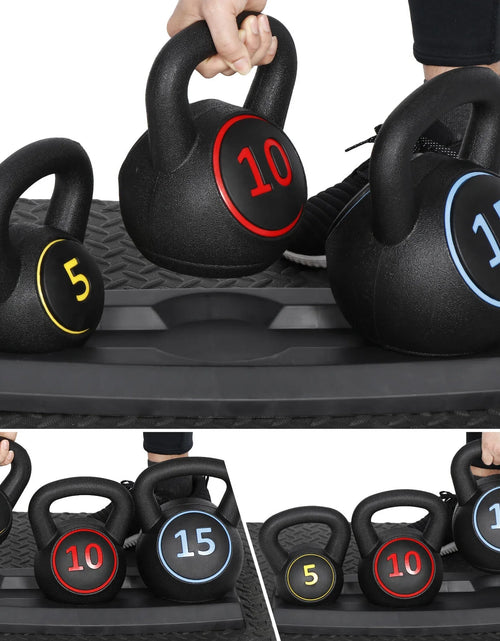 Load image into Gallery viewer, 3-Piece Kettlebell Set with Storage Rack Home Gym Exercise Fitness Weights
