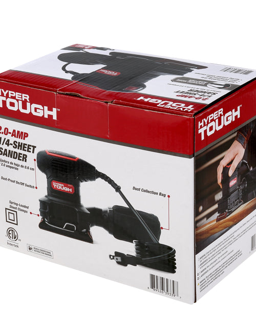 Load image into Gallery viewer, 2 Amp Corded 1/4 Sheet Palm Sander with Dust Bag, Vacuum Hose Adapter, Punch Plate &amp; 3 Sanding Sheets, New Condition
