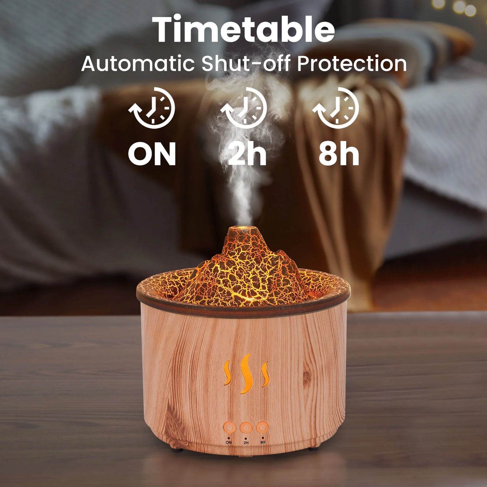 Essential Oil Diffuser,400Ml Flame Diffuser, Air Humidifier with Remote Control,For Bedroom Home, Wood Color