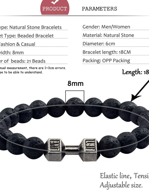 Load image into Gallery viewer, Gym Dumbbells Beads Bracelet Natural Stone Barbell Energy Weights Bracelets for Women Men Couple Pulsera Wristband Jewelry Gift
