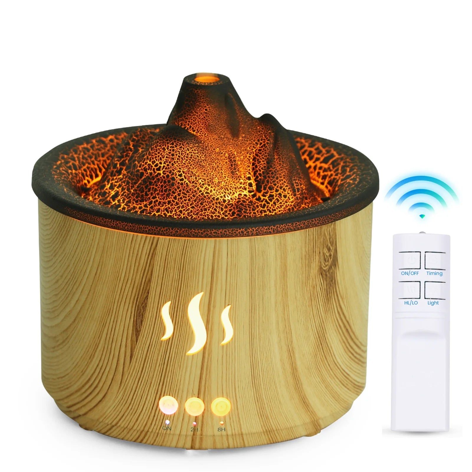 Essential Oil Diffuser,400Ml Flame Diffuser, Air Humidifier with Remote Control,For Bedroom Home, Wood Color