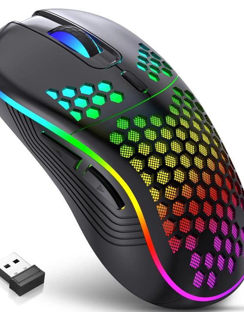 Load image into Gallery viewer, 2.4G Wireless Gaming Mouse RGB Lighting Charging Mouse with Adjustable DPI Ergonomic Honeycomb Design for Desktop Laptop
