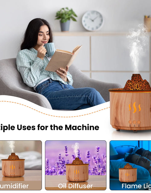 Load image into Gallery viewer, Essential Oil Diffuser,400Ml Flame Diffuser, Air Humidifier with Remote Control,For Bedroom Home, Wood Color
