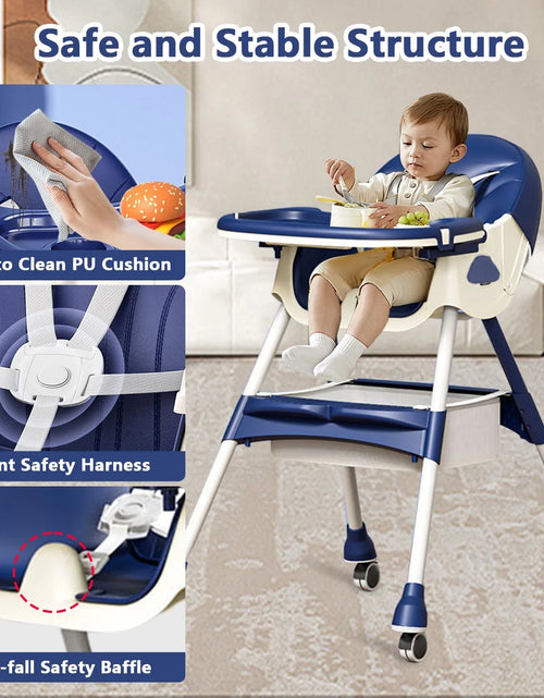 Load image into Gallery viewer, Portable High Chair for Babies Toddlers, 5-In-1 Foldable Baby High Chair for Travel, Brown
