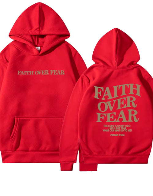 Load image into Gallery viewer, Faith over Fear Christian Hoodie Christian Sweatshirt Jesus Hoodie Trendy Hoodie Bible Verse Shirt Unisex Aesthetic Clothes
