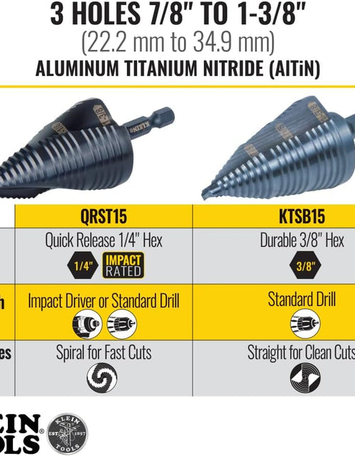 Load image into Gallery viewer, KTSB15 Step Drill Bit #15 Double Fluted 7/8 to 1-3/8-Inch
