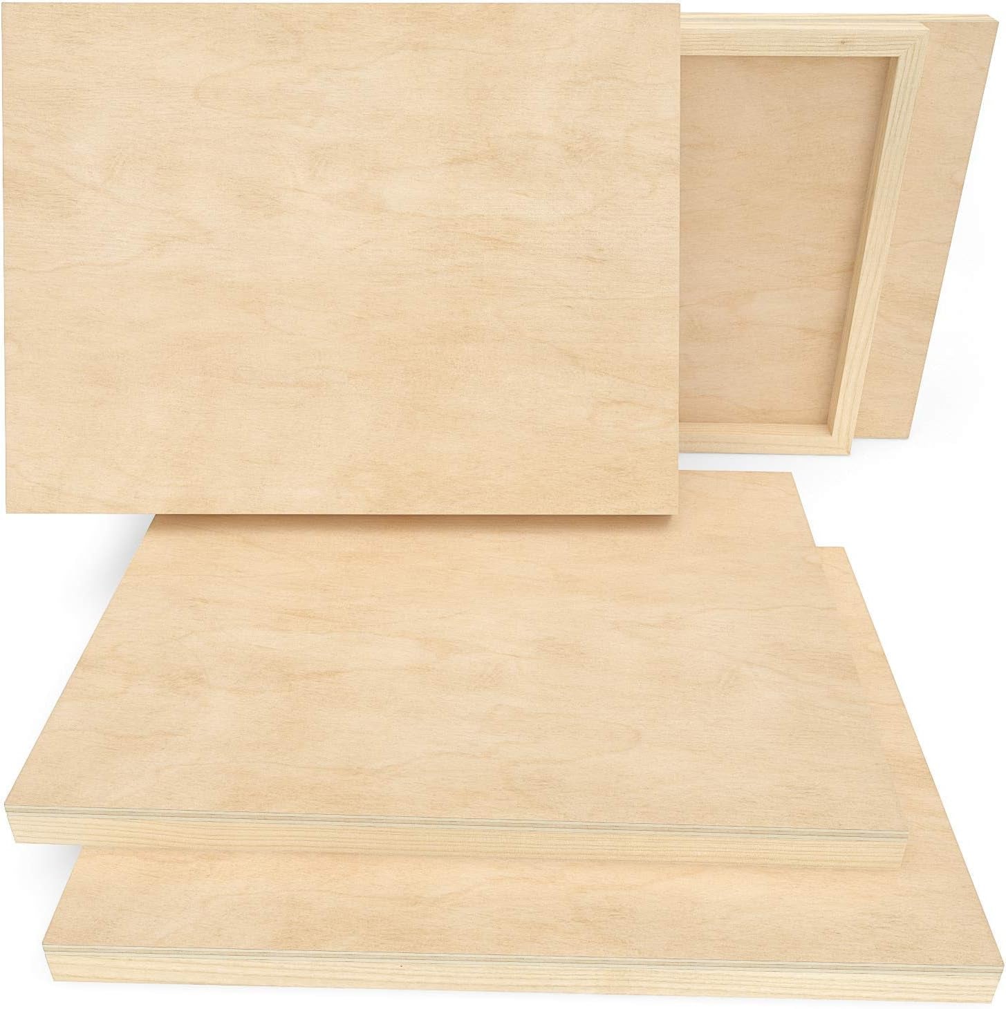 Wooden Canvas Board, 9X12 Inch, Pack of 5, Birch Wood, Cradled Artist Wood Panels for Painting, Encaustic Art, Wood Burning, Pouring, Use with Oils, Acrylics