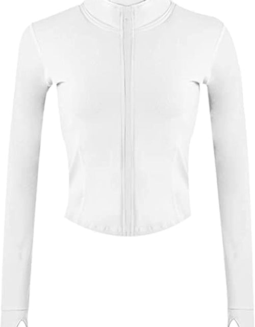 Load image into Gallery viewer, Womens Active Zip up Running Workout Cropped Bbl Athletic Jacket with Thumb Holes
