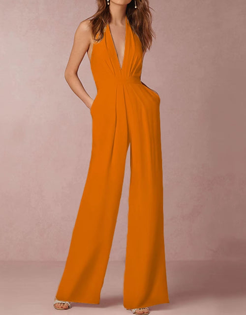 Load image into Gallery viewer, Women&#39;S Clothing Sales Today Clearance Women Sexy Solid Color Party Sexy Halterneck Trousers with Pockets Jumpsuit Ropa Dama
