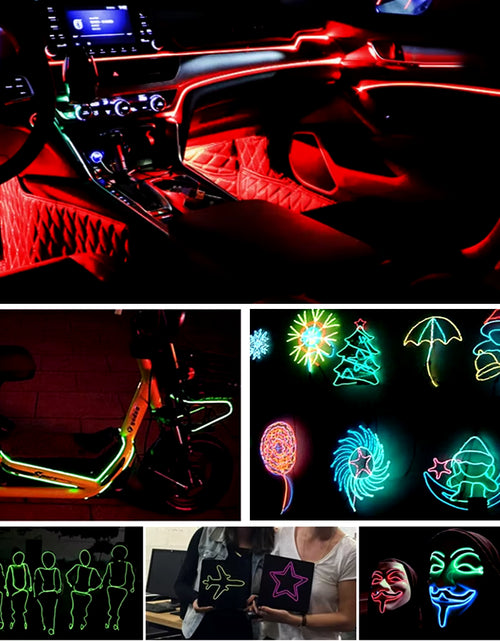 Load image into Gallery viewer, Car Interior Lighting Decorative Led Lights EL Wiring Neon Strip Auto Flexible Ambient Light USB Party Atmosphere Lamp Accessory
