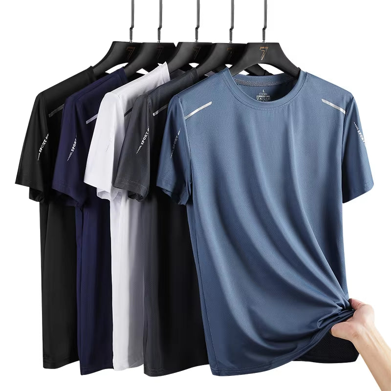 Men'S Running Quick Drying T-Shirts Breathable Hiking Fishing Tees Soft Elasticity Outdoor Sports Short Shirt Summer