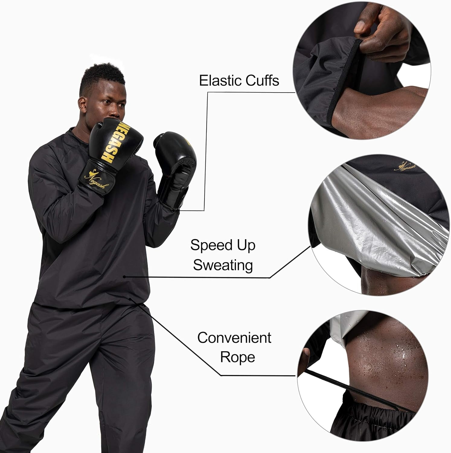 Sauna Suit for Men anti Torn Sweat Sauna Suit Lightweight Waterproof Men Sauna Suit for Boxing Exercise Get Fitness Working Out