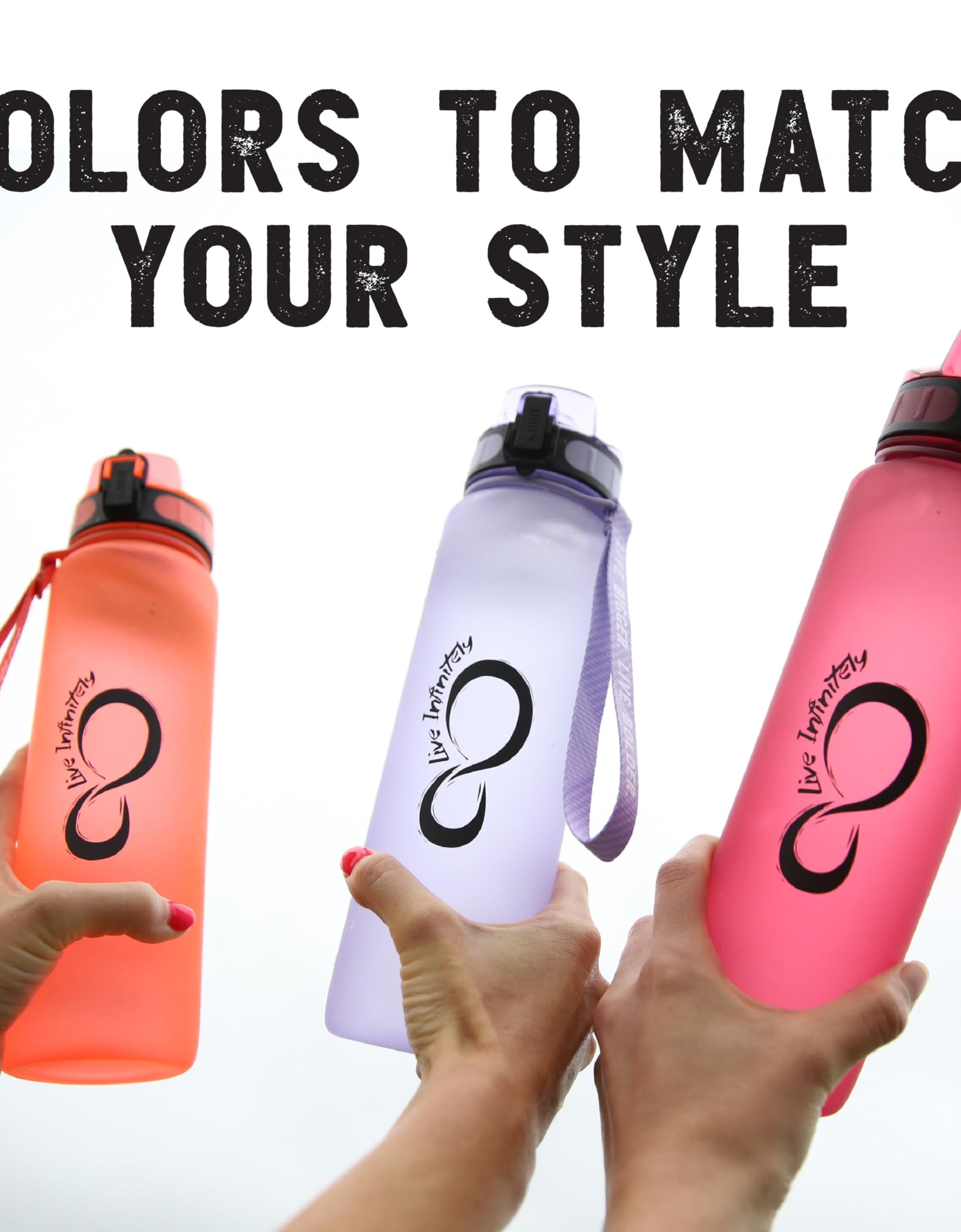 Gym Water Bottle with Time Marker Fruit Infuser and Shaker 34 Oz Amethyst