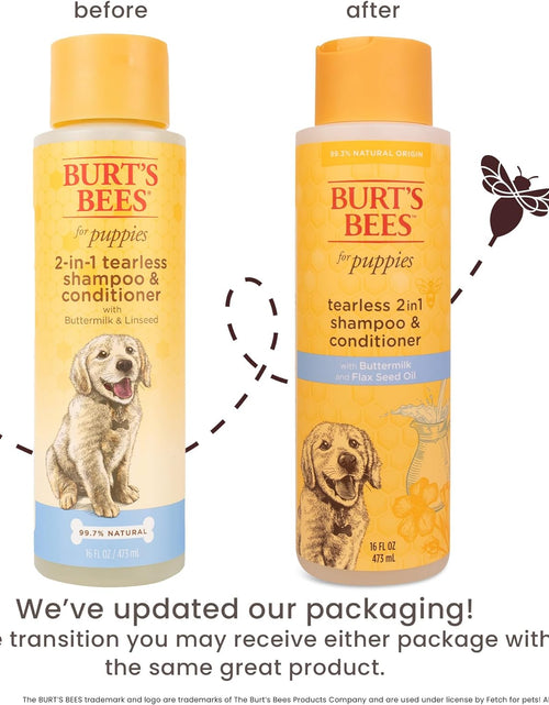 Load image into Gallery viewer, Puppies Natural Tearless 2 in 1 Shampoo and Conditioner | Made with Buttermilk and Linseed Oil | Best Tearless Puppy Shampoo for Gentle Skin and Coat | Made in USA, 16 Oz
